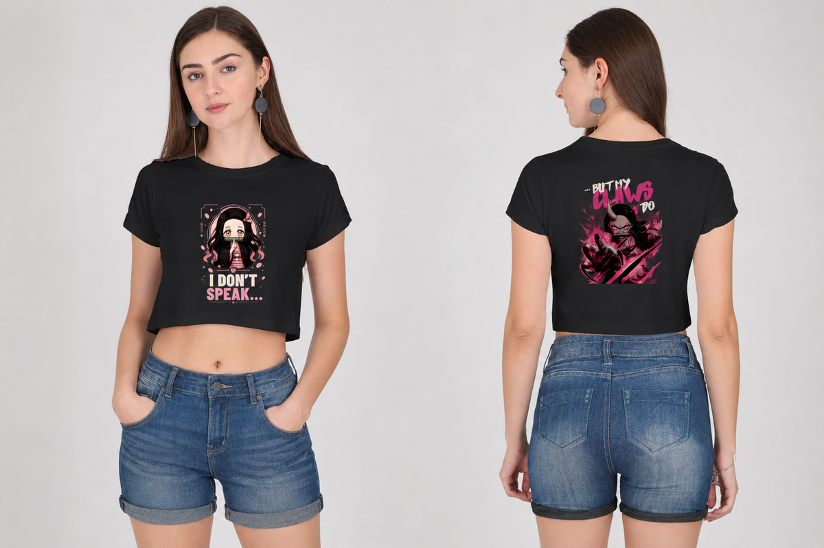 CosmoOtaku “I Don't Speak But My Claws Do” Crop Top | 240 GSM 100% Cotton