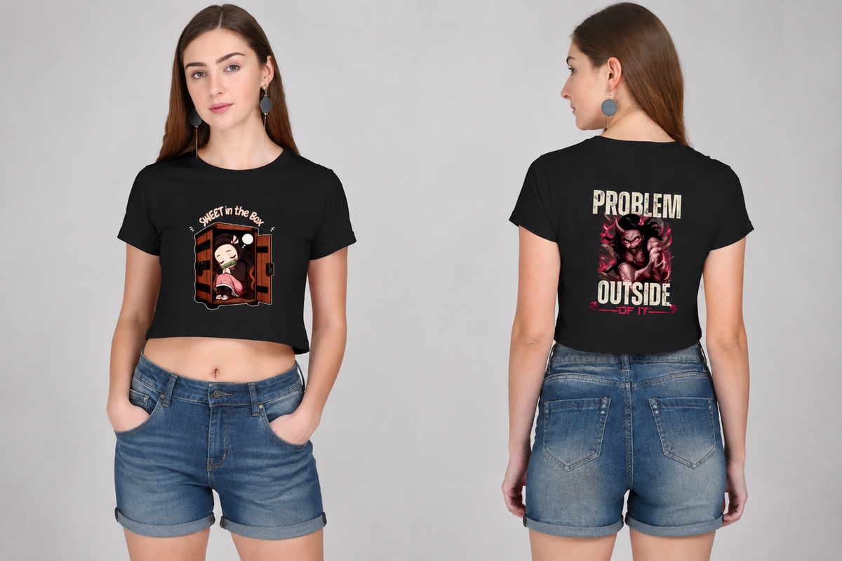 CosmoOtaku “Sweet in the Box, Problem Outside of It” Crop Top | 240 GSM 100% Cotton