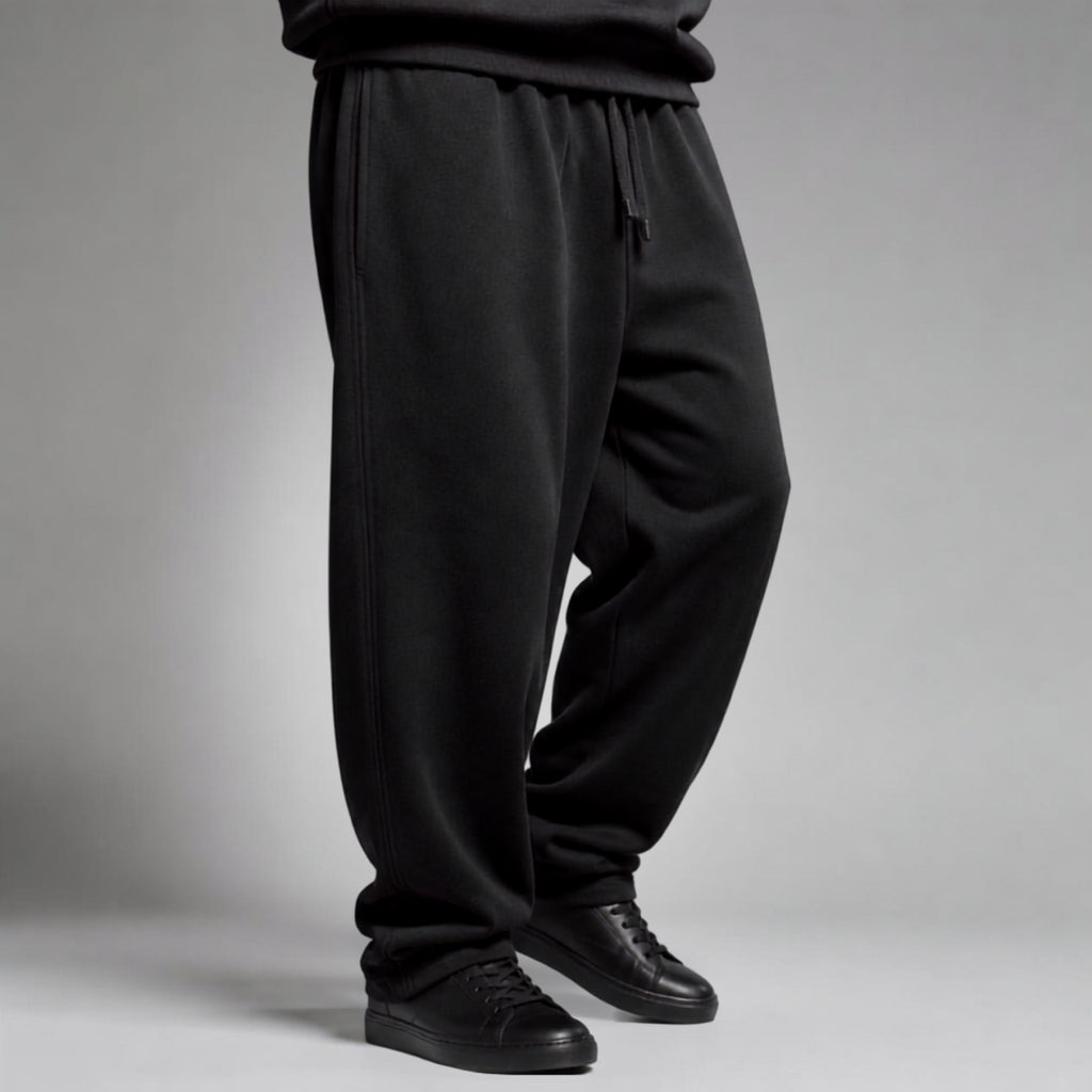 Premium Unisex Jet Black Sweatpants | 260 GSM Cotton Terry Loose-Fit Joggers