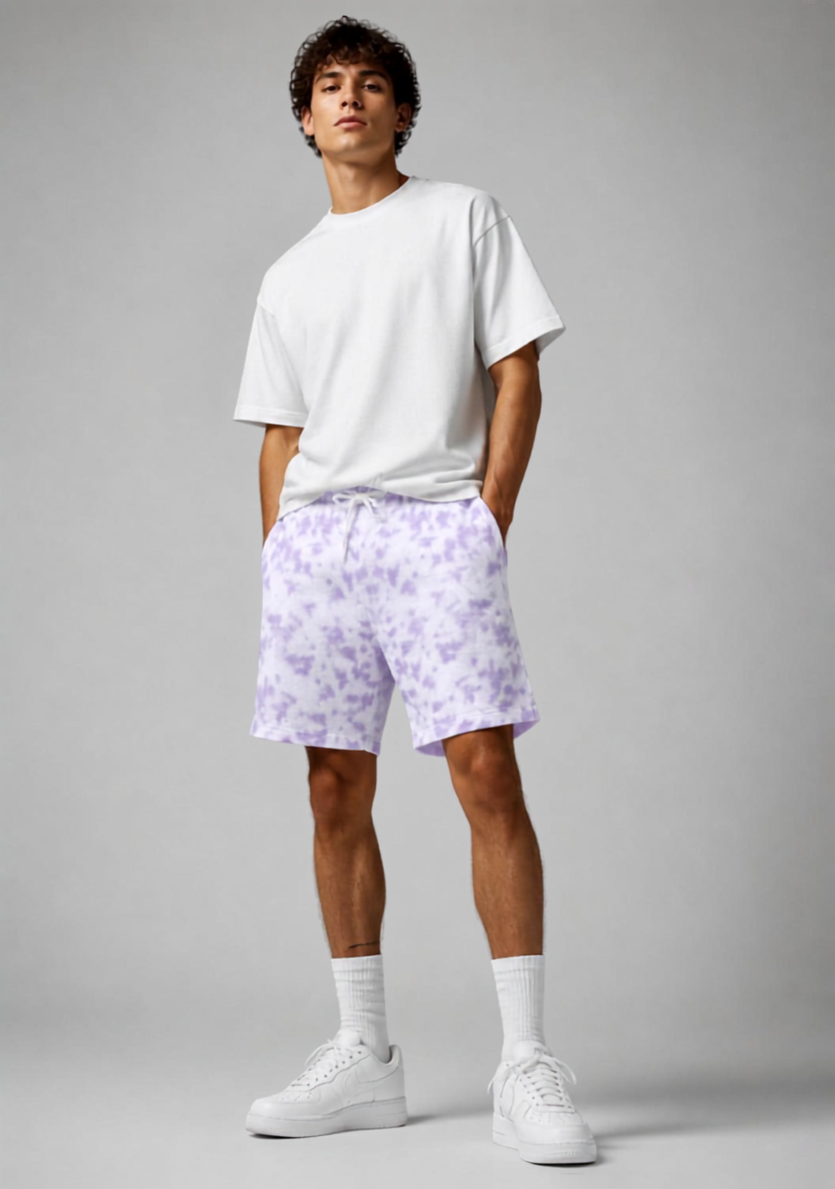 Unisex Purple Tie-Dye Shorts – 260 GSM Premium Cotton Blend Loungewear