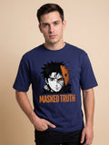 Anime "Masked Truth" Unisex Oversized T-Shirt | Royal Blue 240 GSM Cotton