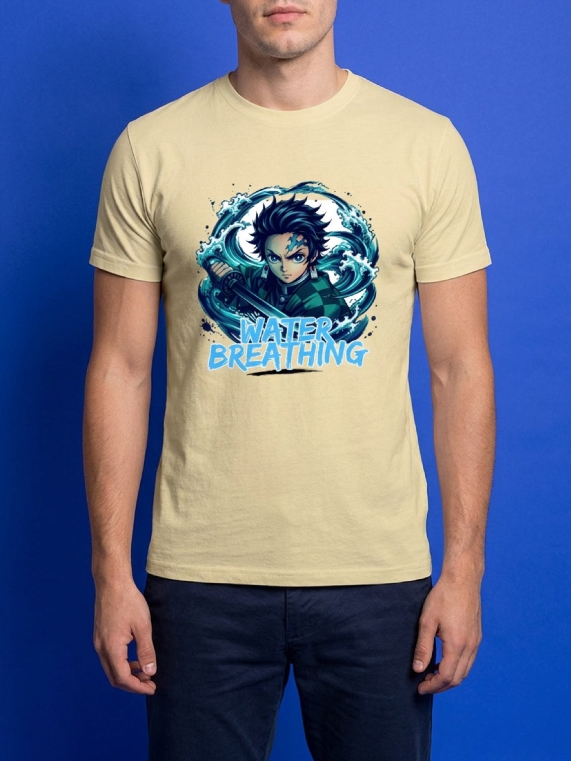 Anime "Water Breathing" Unisex Supima T-Shirt | Beige Premium Luxury Tee