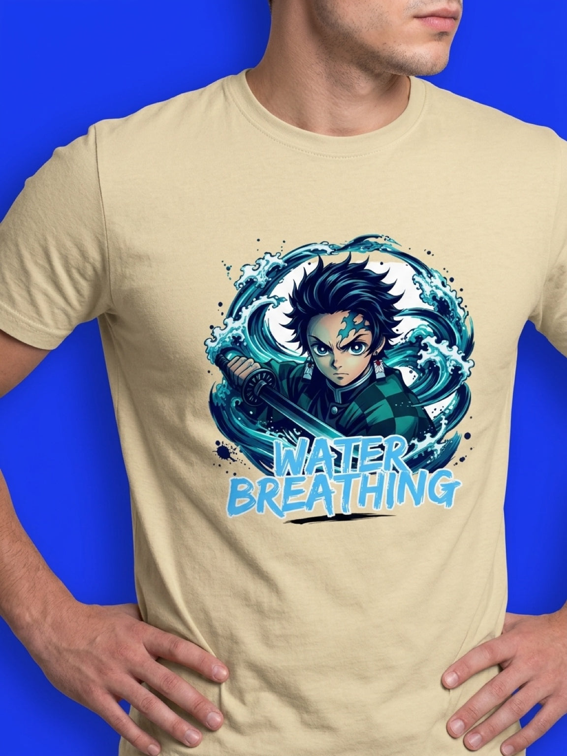 Anime "Water Breathing" Unisex Supima T-Shirt | Beige Premium Luxury Tee