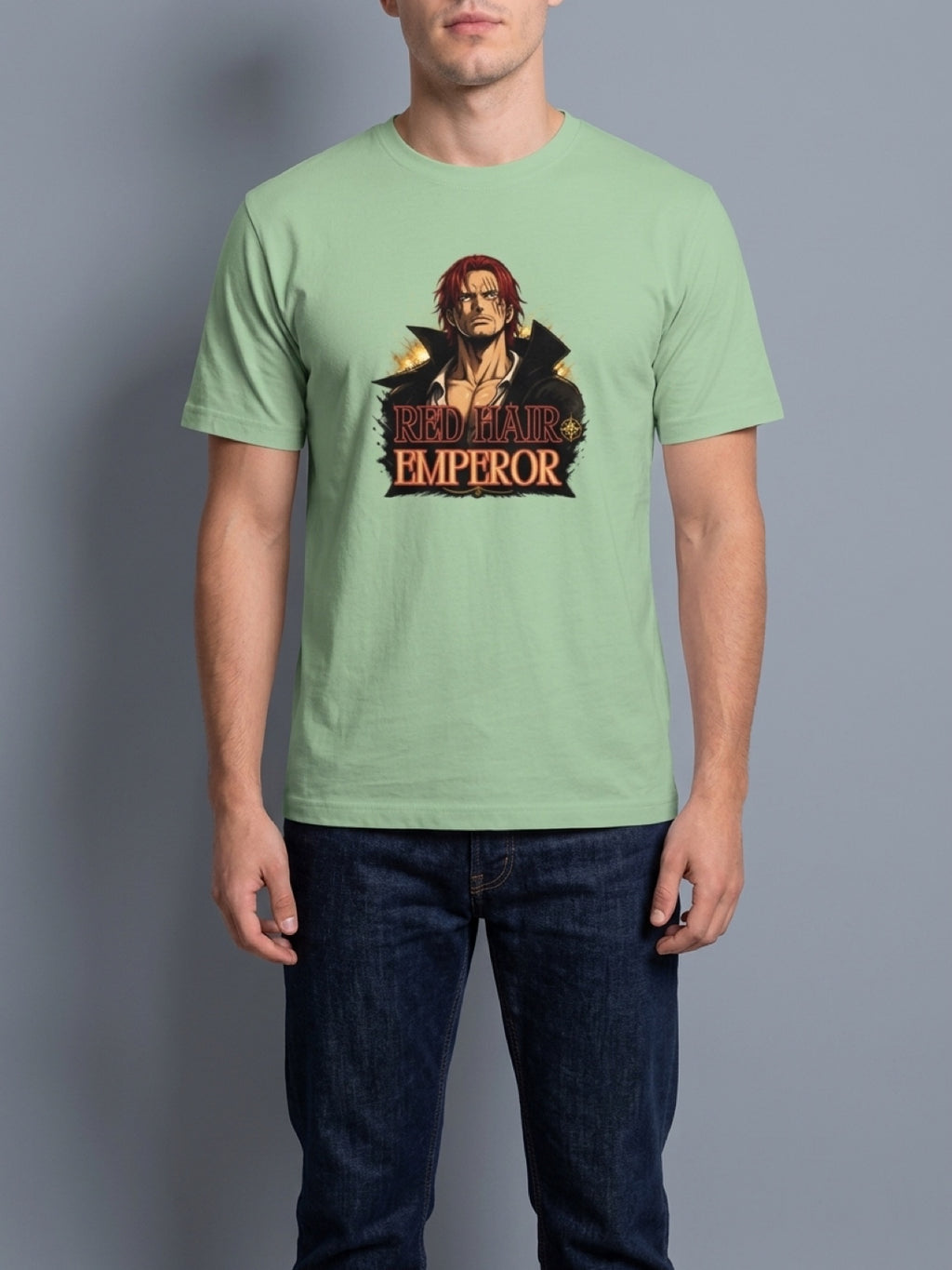 Anime "Red Hair Emperor" Unisex Classic Crew T-Shirt | Jade 180 GSM Cotton