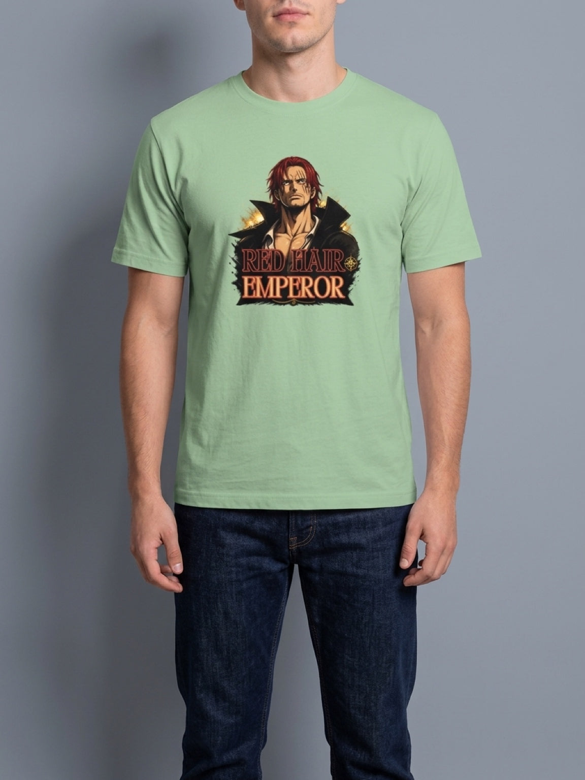 Anime "Red Hair Emperor" Unisex Classic Crew T-Shirt | Jade 180 GSM Cotton
