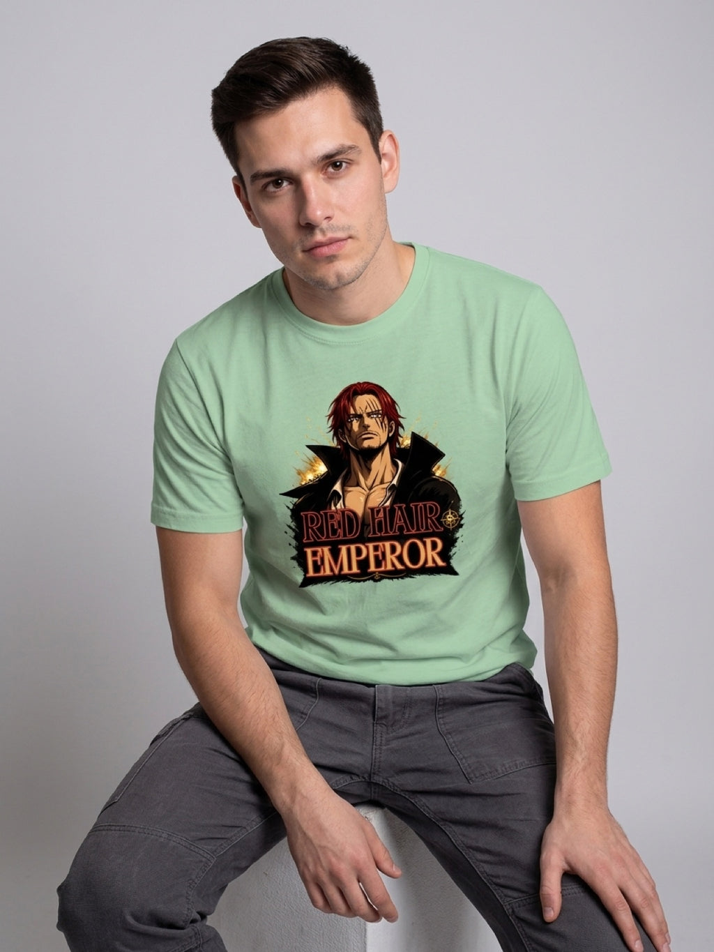 Anime "Red Hair Emperor" Unisex Classic Crew T-Shirt | Jade 180 GSM Cotton