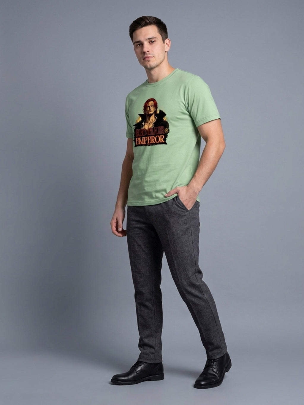 Anime "Red Hair Emperor" Unisex Classic Crew T-Shirt | Jade 180 GSM Cotton