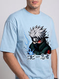 Anime "Copy Ninja" Unisex Terry Oversized Tee | Baby Blue 260 GSM