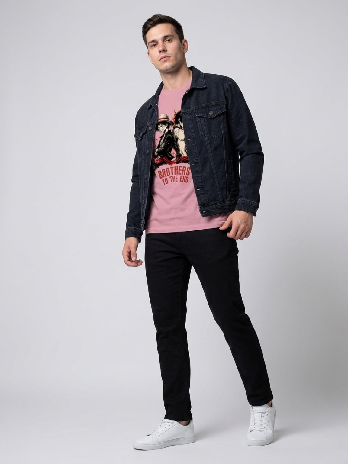 Anime "Brothers to the End" Unisex Terry Oversized Tee | Flamingo Pink 260 GSM