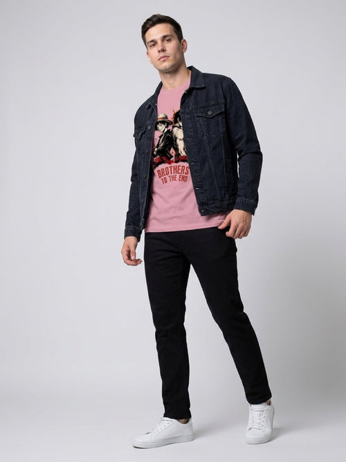 Anime "Brothers to the End" Unisex Terry Oversized Tee | Flamingo Pink 260 GSM
